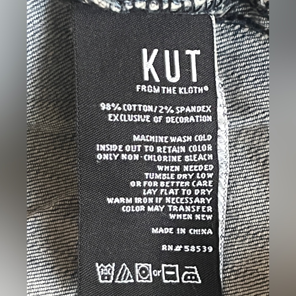 Kut from the Kloth Juko Denim Jacket Flower Embroidery sz L - Picture 10 of 16